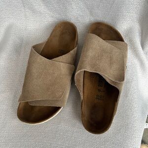 Birkenstock Kyoto Brown Suede Leather Slide Sandals Size 39 US 8.5